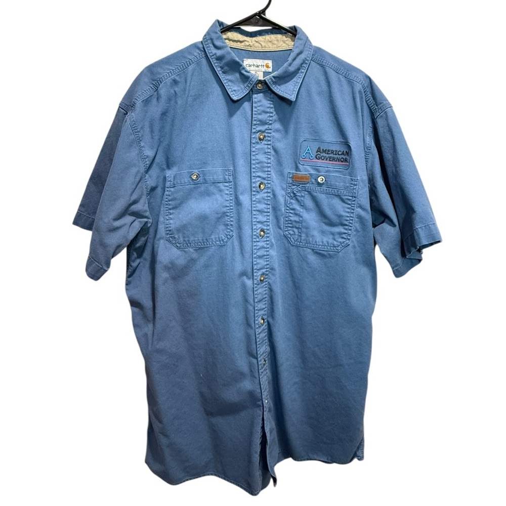 Vintage Carhartt Men’s XL Short Sleeve Button Work Shirt American Leather Tag
